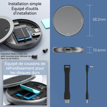 Boîtier ssd nvme m2 10gbps avec fonction chargeur magnétique 100w adaptateur de boîtier portable boîtier de disque pour 2203